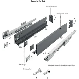 MS Beschläge Schubladensystem Schubladenauszug Anthrazit Dämpfung 450mm 86mm
