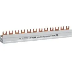 Hager KDN480A Phasenschiene 4 polig mit Gabelanschluss 16mm2 80A 12 Module.Phasenschiene für passende Modulargeräte.