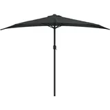 vidaXL Balkon Sonnenschirm Alu-Mast Balkonschirm Strandschirm Marktschirm Ampelschirm Gartenschirm Schirm Wandschirm Schwarz 300x155x223cm Halbrund - 300 x 150 x 253 cm