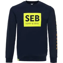 SEB Pullover Marineblau – Neongelb / Pullover – Herren – Blau – Bio-Baumwolle M