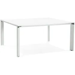 Kadima Design Konferenztisch quadratisch xxl | 160x160 cm | Chrom-Elemente | Großes Büromöbel | Weiß