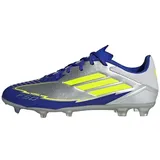 adidas Unisex F50 League Football Boots FG/MG, Silver Metallic/Solar Yellow/Lucid Blue, 48 2/3 EU