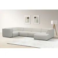 Raum.Id Wohnlandschaft Merid U-Form, jederzeit durch Module erweiterbar, B/T/H: 367/206/70 cm«, Struktur fein Ottomane rechts beige/natur