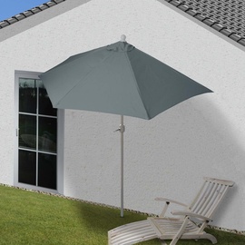 MCW Sonnenschirm halbrund Lorca, Halbschirm Balkonschirm, UV 50+ Polyester/Alu 3kg ~ 270cm anthrazit ohne Ständer