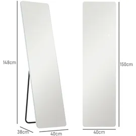 Homcom Ganzkörperspiegel Transparent, Metall, 40x150x3 cm Standspiegel