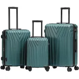 BEIBYE Kofferset Rollkoffer Koffer Hartschale,TSA Schloß, Zwillingsrollen, Erweiterung (Dunkelgrün, Set)