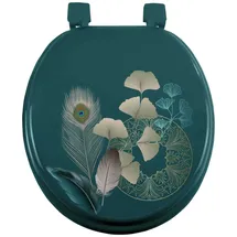 Dynamic24 WC Sitz Pfau Feder Klodeckel Toilette Klobrille Toilettendeckel petrol