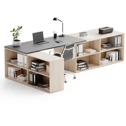 Büroschreibtisch mit Stauraum BLOCK B02, Eiche natur/Graphit