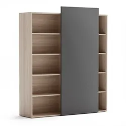 Hoher offener Schrank BLOCK Wood, Graphit