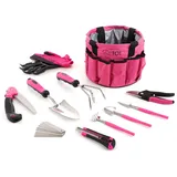 SIXTOL Garden PINK 10 Gartenwerkzeug Set | 10 STK. Garten Zubehör aus Edelstahl | Gartentasche als Geschenk Frauen | Für Gärtner | Gartengeräte mit Aufbewahrungstasche | Blumenschere, Gartenkralle