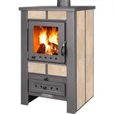 ProTermo Alpina G Kaminofen mit Schamottstein - 8 kW Heizleistung - Kaminofen Holzofen mit Sichtfenster, Bauart 1, Beige - Beige