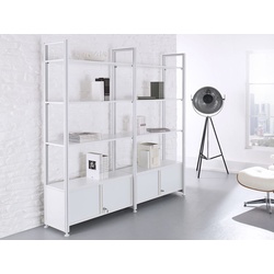 Raumteiler Regal freistehend Weiß / Silber