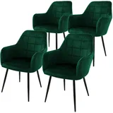 ML-Design 4er Esszimmerstühle Wohnzimmerstühle Stuhl aus Samt Küchenstuhl Set Dunkelgrün