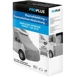 PRO PLUS Frontscheiben Abdeckung kompatibel für Verschiedene Marken – Abdeckplane für Wohnwagen mit UV-Schutz, 160 GSM Vliesstoff, Spiegelschlitzen – Spanngurten (Kompatibel mit Mercedes Sprinter ab 2018)
