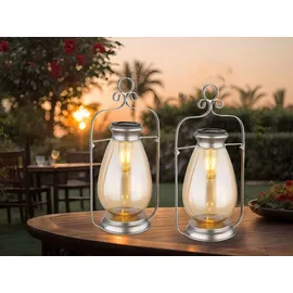 GLOBO Solarleuchte Metall 36,5 cm inkl. LED warmweiß silber