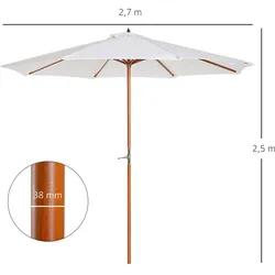 Outsunny - Sonnenschirm - 270Lx270Wx250Hcm - Creme