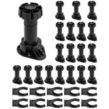 QWORK® 20 Stück Möbelfüße Verstellbare Füße, stellfüße küche, küchenfüße, mit 10 Stück Sockelclips, erweiterte Reichweite: 100–120 mm