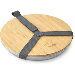 BLACK+BLUM Set 4 Edelstahl-Teller 25 cm + Servierbrett für Camping, Picknick