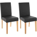 2er-Set Esszimmerstuhl Stuhl Küchenstuhl Littau Kunstleder, schwarz matt, helle Beine