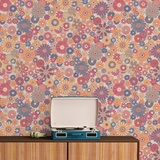 A.S. Création Retro Tapete 70er -Tapete Vintage Floral Rot Blau Orange Gelb Creme Vliestapete Retro Chic 395354-8,50m x 0,53m - Made in Germany