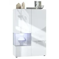 Vladon Vitrine, Hellgrau, 91.5x136.5x37 cm, Wohnzimmer, Wohnwände, Vitrinenschränke