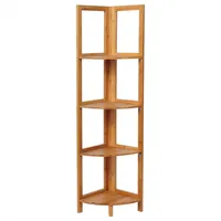 Eckregal Standregal Badregal Küchenregal Leiterregal Bücherregal Bambus 4 Ablagen, Natur - Woltu