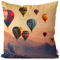 Kissenbezug, VOID (1 Stück), Heißluftballon Reisen Fliegen Kissenbezug Heißluftballon Reisen Fliegen Berge L bunt 60 cm x 60 cm