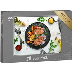 puzzleYOU Puzzle Steak mit Rosmarin und Gewürzen, 48 Puzzleteile, puzzleYOU-Kollektionen Essen und Trinken
