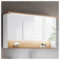 Lomadox Badezimmer 120cm LED-Spiegelschrank BERMUDA-56 in weiß mit WotaneicheB/H/T