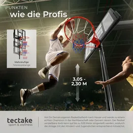 Tectake Basketballkorb Dirk Schwarz 230 - 305 cm
