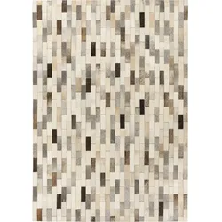 Teppich PADIRO "Lavin 825", grau, B:80cm H:8mm L:150cm, Rindsleder, Teppiche, Handgenähtes und hochwertig verarbeitetes Unikat