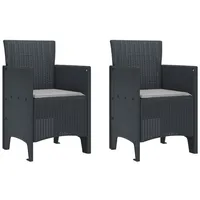 VidaXL Gartenstühle mit Kissen 2 Stk. Anthrazit Poly Rattan
