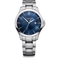 Victorinox Herren-Uhr Alliance, Herren-Armbanduhr, analog, Quarz, Wasserdicht bis 100 m, Gehäuse-Ø 40 mm, Armband 21 mm, 133 g, Blau/Silber