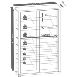 VCM Vitrine Lumo Mini mit Spiegel schwarz