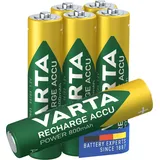 Varta Batterien AAA, wiederaufladbar, 6 Stück, Recharge Accu Power, Akku, 800 mAh Ni-Mh, ohne Memory Effekt, vorgeladen, sofort einsatzbereit
