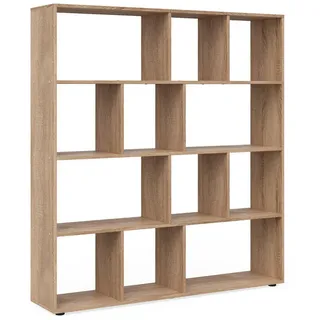 Vicco Raumteiler Pilar Bücherregal Standregal Büroregal 12 Fächer Sonoma 131.6 x 143 cm