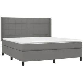 vidaXL Boxspringbett mit Matratze Dunkelgrau 160x200 cm Stoff