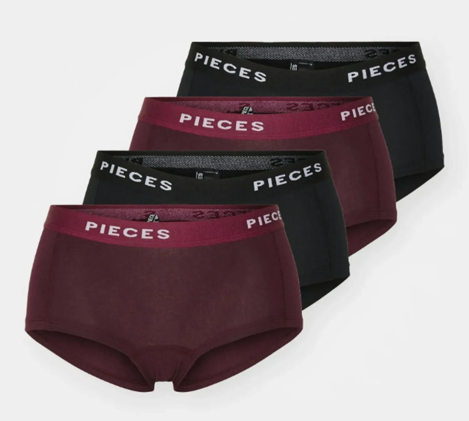 pieces Hipster »PCLOGO LADY 4 PACK SOLID NOOS BC«, (Packung, 4 St., 4er-Pack) pieces Winetasting Pack:4 PACK WINETASTING/WINETASTING/BLK/BLK M (38)