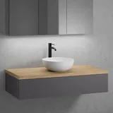 neoro n50 Unterschrank B: 120 cm mit 1 Auszug, Waschtisch Ø 45 cm weiß matt, B: 120.5 ohne Lochbohrung BN0106WM+BN0414GR+BN0404W1