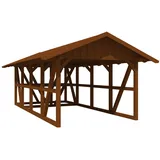 SKANHOLZ Skan Holz Carport Schwarzwald m. Dachschalung u. Abstellr. 424 x 772 cm Nuss