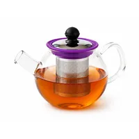 Rungassi Teekanne Glas Teekanne 750 ml mit Glasfilter & Deckel Elegante Teezubereitung, (Teekanne mit Glasfilter und Deckel) lila|weiß