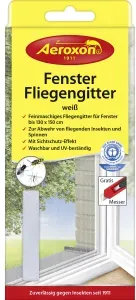 Aeroxon® Fenster-Fliegengitter, Feinmaschiges, UV-beständiges Fliegengitter zur Abwehr fliegender Insekten, 1 Packung = 1 Fliegengitter, Farbe: weiß