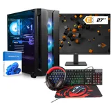 dcl24.de dcl24 komplett Set Ryzen 7 5700X3D, RTX4060Ti 8GB - 1000GB SSD, 32GB DDR4, Gamer PC mit 8x4.1 GHz, WLAN, 27" Monitor, Maus, Tastatur, Windows 11 Pro