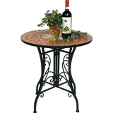 DanDiBo Ambiente Mosaiktisch Gartentisch Ø 60 x 70 cm Schwarz/Orange/Mehrfarbig