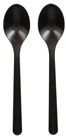 Papstar Löffel, Bio-PP, schwarz, Wiederverwendbare Löffel aus recyclebaren Material, 1 Packung = 50 Stück
