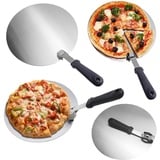 Pizzaschieber Pizza Spachtel Schieber Pizzaschaufel Pizzaspachtel Pizzawender Schaufel Zubehör Pizzaheber Pizzastahl Peel Rund, 30cm Edelstahl