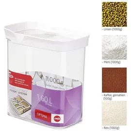 Emsa Optima rechteckig transparent weiß 1,6 l 2-teiliges Set