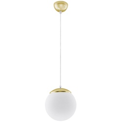 Hängeleuchte weiß gold Stahl Glas Wohnzimmer Deckenleuchte Design weiß Kugellampe, 1x E27, DxH 20x80 cm