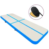 vidaXL Aufblasbare Gymnastikmatte mit Pumpe 400x100x20 cm PVC Blau
