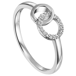 Diamantring JOBO "Ring mit 17 Diamanten" Fingerringe Gr. 54, SI = kleine Einschlüsse, Weißgold 585-Diamanten, weiß (weißgold 585) Damen Diamantringe